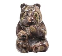mookaitedecor Crazy Lace Agate Mini Carved Stone Bear Figurine, Healing Crystal Animal Statue Sculpture Ornament for Home Office Bonsai Meditation, Height 1.06-1.25”