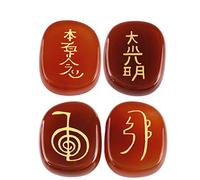 mookaitedecor Crystal Engraved Usui Symbols Chakra Stone, 1"/2.5cm Length
