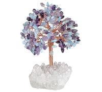 mookaitedecor Crystal Money Tree Figurine with Rock Quartz Cluster Base