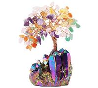 mookaitedecor Crystal Money Tree with Raw Stone Base Lucky Crystal Gifts