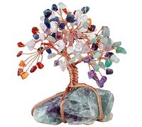 mookaitedecor Crystal Money Tree with Raw Stone Base Lucky Crystal Gifts