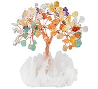 mookaitedecor Crystal Money Tree with Raw Stone Base Lucky Crystal Gifts