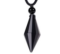 mookaitedecor Crystal Point Pendant Necklace with Black Cord
