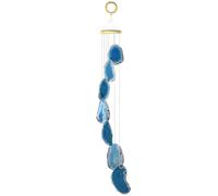 mookaitedecor Extra Large Blue Agate Slice Crystal Wind Chime for Home Porch Garden Indoor Outdoor Decor, Healing Crystal Art Hanging Ornament Reiki Wind Chime Gift Good Luck Feng Shui Blue Home Decor