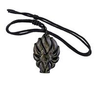 mookaitedecor Golden Obsidian Fox Pendant Necklace Lucky Charm for Men Women, Healing Crystal Semi Precious Stone Quartz Reiki Amulet Necklace for Protection Wealth Spiritual Jewellery Gifts