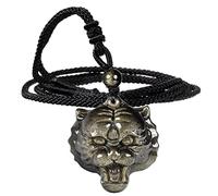 mookaitedecor Golden Obsidian Tiger Head Pendant Necklace Lucky Charm for Men Women, Healing Crystal Semi Precious Stone Quartz Reiki Amulet Necklace for Protection Wealth Spiritual Jewellery Gifts