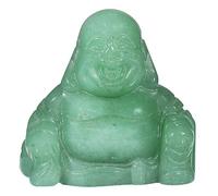 mookaitedecor Green Aventurine Happy Laughing Crystal Buddha Statue Small Ornament for Home, Buddhism Gift Carved Buddha Figure Good Luck Charm Pocket Stone Table Desk Home Decoration 1.5 inch