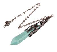 mookaitedecor Green Howlite Turquoise Crystal Pendulum for Divination Dowsing, 6 Faceted Hexagonal Pointed Stone Pendant Pendulum for Balancing Wicca Meditation