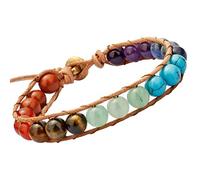 mookaitedecor Handmade Braided 7 Chakra Bracelet for Women Men Semi Precious Stone Bead Bracelet 8mm, Colourful Crystal Bead Bracelet Healing Crystal Bracelet Jewellery Gift Crystal Stone Bracelet