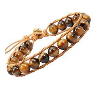 mookaitedecor Handmade Braided Tigers Eye Bracelet for Women Men Natural Semi Precious Stone Bead Bracelet 8mm, Crystal Bead Bracelet Healing Crystal Bracelet Jewellery Gift Crystal Stone Bracelet