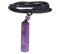 mookaitedecor Healing Crystal Amethyst Bar Pendant Necklace for Women Men, Purple Semi Precious Stone Rectangular Vertical Bar Pendant Necklace Shape Reiki Chakra Necklace Jewelry Gift for Women Men