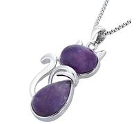 mookaitedecor Healing Crystal Cat Pendant Necklace for Women Men