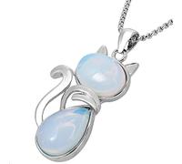 mookaitedecor Healing Crystal Cat Pendant Necklace for Women Men