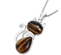 mookaitedecor Healing Crystal Cat Pendant Necklace for Women Men