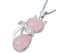 mookaitedecor Healing Crystal Cat Pendant Necklace for Women Men | Hand Carved Cat Animals Pendant Necklace, Jewellery Gift for Cat Lovers, Reiki Chakra Amulet Pendant
