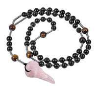 mookaitedecor Healing Crystal Hand Carved Raven Skull Necklace for Men