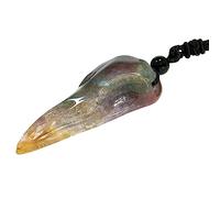 mookaitedecor Healing Crystal Long Raven Skull Pendant Necklace