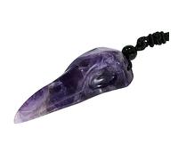 mookaitedecor Healing Crystal Long Raven Skull Pendant Necklace