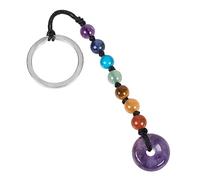 mookaitedecor Healing Crystal Lucky Round Donut Keychain for Men Women