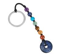 mookaitedecor Healing Crystal Lucky Round Donut Keychain for Men Women