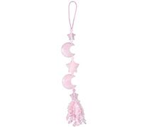 mookaitedecor Healing Crystal Moon and Star Hanging Decoration | Star & Moon Crystal Wall Art Hanging, Lucky Feng Shui Ornament for Car Window Bedroom Decor, Rose Quartz