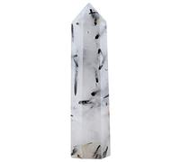 mookaitedecor Healing Crystals Point Wand Tumbled Faceted Prism Reiki Stone Meditation Decor,Natural Black Rutilated Quartz
