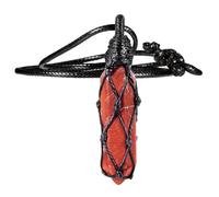 mookaitedecor Hexagonal Crystal Pointed Pendant Necklace for Women, Wrapped Stone Point Necklace with Adjustable Wax Cord for Unisex, Reiki Spiritual Jewelry Amulet, Red Jasper, red jasper crystal