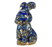 mookaitedecor Lapis Lazuli Crystal Rabbit Figurine Ornament Home Good Luck Decor, Resin Healing Crystal Animal Bunny Sculpture Gift Stone Statue Blue Bedroom Decor Easter Bunny Decoration