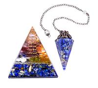 mookaitedecor Lapis Lazuli Orgone Pyramid & Pendulum Set, Orgonite Energy Generator for Protection, Divination, Chakra Healing and Meditation Yoga Balancing