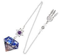 mookaitedecor Lapis Lazuli Resin Crystal Point Gemstone Reiki Healing Pendulums for Dowsing Scrying Divination Meditation, Merkaba Star Dreamcatcher