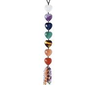 mookaitedecor Love Heart Shaped Crystal Hanging Ornament for Decor | 7 Chakra Tumbled Stone Wall Art Hanging, Puff Heart Crystal for Car Window Decor, Good Luck Gift for Meditation