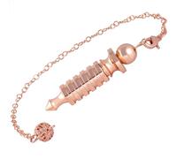 mookaitedecor Metal Isis Dowsing Egyptian Pendulum for Divination Scrying Reiki Spiritual Room Decor Gift, Rose Gold Plated Brass Dowsing Witness Chamber Pendulum 6 Plate Ring Decorative Pendulum