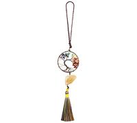 mookaitedecor Natural 7 Chakra Crystal Tree of Life Wall Art Hanging Decor Good Luck Crystal Car Hanging Accessories Raw Yellow Citrine Healing Crystal Hanging Ornament Chakra Tree of Life Gift