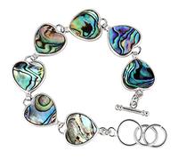 mookaitedecor Natural Abalone Shell Bracelet Jewellery for Women and Men, Rainbow Colourful Healing Crystal Semi Precious Stones Bracelet Bangle for Reiki Chakra Energy Jewellery Gifts, Heart
