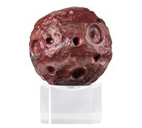 mookaitedecor Natural African Bloodstone Moon Crystal Ball Sphere Ornament with Acrylic Stand for Home Office Display Decor, Healing Crystal Gift, Small Planet Ball Decorative Stone, Diameter 1.5-1.7"
