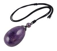 mookaitedecor Natural Amethyst Crystal Water Drop Pendant Necklace for Women Men, Purple Crystal Egg Tumbled Stone Necklace Oval Semi Precious Stone Necklace Healing Crystal Chakra Jewellery Gift