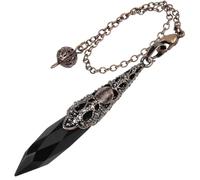 mookaitedecor Natural Black Obsidian Crystal Pendulum for Divination Dowsing, Facted Stone Pointed Pendant Pendulum for Reiki Balancing Wicca Meditation