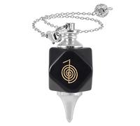mookaitedecor Natural Black Obsidian Crystal Pendulum with Reiki Symbol for Scrying Dowsing Divination Meditation, Cho Ku Rei Reiki Symbol Pendant Healing Crystal Pendulum Divination Tool Wiccan Gift