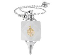 mookaitedecor Natural Clear Quartz Crystal Pendulum with Reiki Symbol for Scrying Dowsing Divination Meditation, Cho Ku Rei Reiki Symbol Pendant Healing Crystal Pendulum Divination Tool Wiccan Gift
