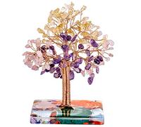 mookaitedecor Natural Crystal Money Tree with Agate Crystals Base