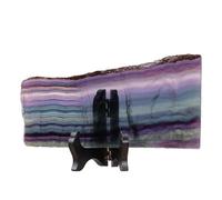 mookaitedecor Natural Crystal Slice Stone Specimen with Wooden Stand | Rainbow Fluorite Irregular Slice Ornament, Polished Decorative Crytsal Stone for Home Decor, 4.7-8.5 Inches