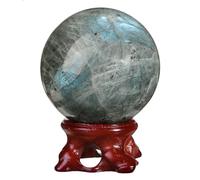 mookaitedecor Natural Labradorite Crystal Ball with Stand 51-60mm Small Healing Crystal Ball Gift Grey Moonstone Crystal Sphere Crystals and Gemstones Ball Witchcraft Crystal Ball Witchy Gift