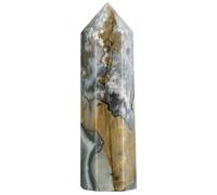 mookaitedecor Natural Mexican Agate Crystal Wand Polished Hexagonal Stone Column Point Tower for Home Decoration and Reiki Chakra Meditation, 3.58-3.93"