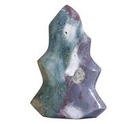 mookaitedecor Natural Ocean Jasper Crystal Flame Tower Standing Torch Point Flame Shaped Stone Towers Obelisk Meditation Home Decor, 1.1-1.32 LB