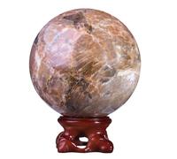 mookaitedecor Natural Orange Moonstone Crystal Ball with Stand 71-80mm Healing Crystal Ball Gift Crystal Sphere Witchcraft Crystal Ball Rare Crystals and Gemstones Witchy Gift Orange Room Decor