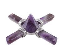 mookaitedecor Natural Purple Amethyst Crystal Pyramid Ornament with 4 Crystal Point Wands Meditation Gift Room Decor, Spiritual Decoration Wiccan Wicca Decor Healing Crystal Gift for Women Men