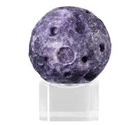 mookaitedecor Natural Purple Jasper Moon Crystal Ball Sphere Ornament with Acrylic Stand for Home Office Display Decor, Healing Crystal Gift, Small Planet Ball Decorative Stone, Diameter 1.5-1.7"