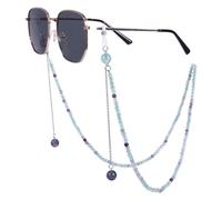 mookaitedecor Natural Rainbow Fluorite Healing Crystal Beaded Eyeglasses Chain Holder for Women, Semi Precious Gemstone Reading Glasses Sunglasses Chain Face Mask Chain Reiki Chakra Gift Friends