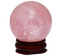 mookaitedecor Natural Rose Quartz Crystal Ball with Wooden Stand, Healing Crystal Stone Balls for Fengshui, Meditation, Reiki, Chakra Balance, Healing, Home & Office Decoration, 60-65mm