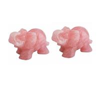 mookaitedecor Natural Rose Quartz Elephant Ornament Figurine,Healing Crystal Energy Gemstone Reiki Statue Home Decor,1.5 Inches